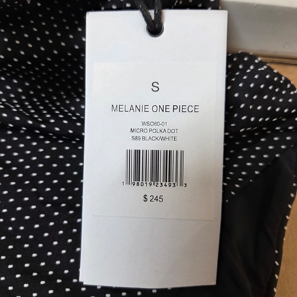 NWT ONIA Micro Polka Dot Melanie One Piece Swimsuit Black White Small 6574 - Picture 4 of 9